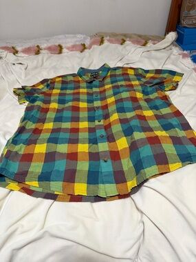 Toad&Co Multicolor Plaid Short-Sleeve Button-Down Shirt Women’s XL
